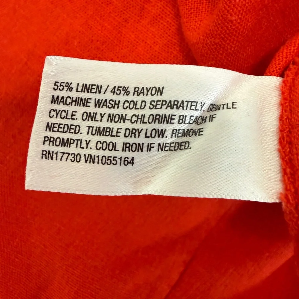 A New Day Red Linen Blend Maxi Skirt Size Large Elastic Waist Summer - Picture 6 of 6
